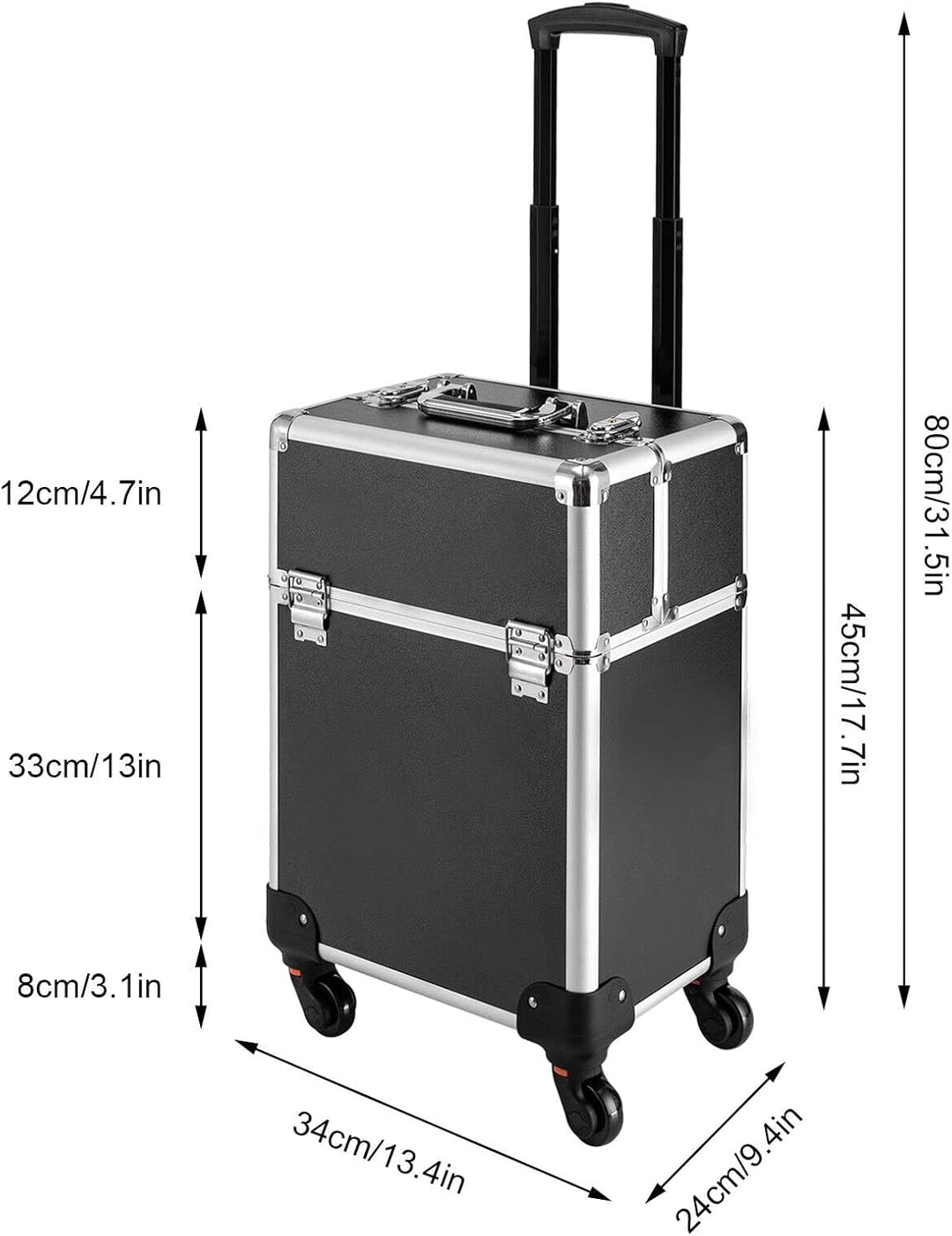 Kosmetikkoffer Trolley, Alu Trolley, 4-in-1 Schminkkoffer, Friseurkoffer, abschliessbar, Make-up Kof