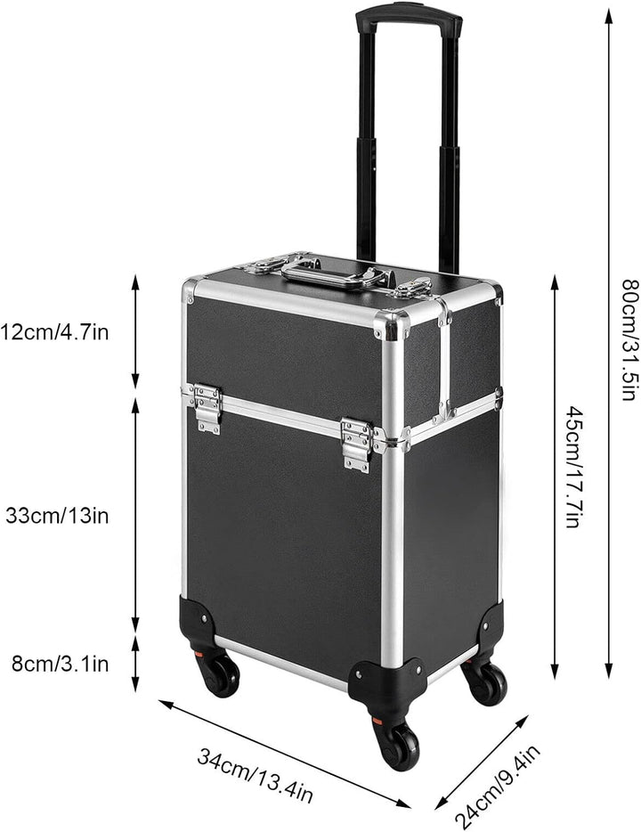 Kosmetikkoffer Trolley, Alu Trolley, 4-in-1 Schminkkoffer, Friseurkoffer, abschliessbar, Make-up Kof