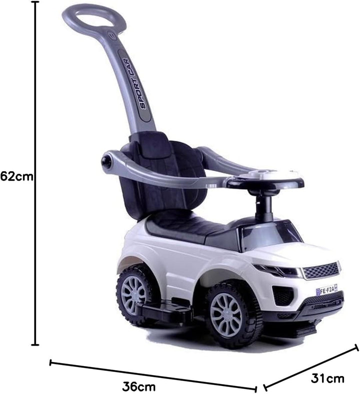 Lean Toys Rutschauto mit der Schiebestange 614W Weiss Rutschfahrzeug Kinderauto Rutscher