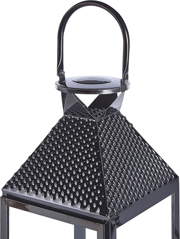 Dekorative Laterne aus Edelstahl und Sicherheitsglas schwarz 19 x 54 cm Bali