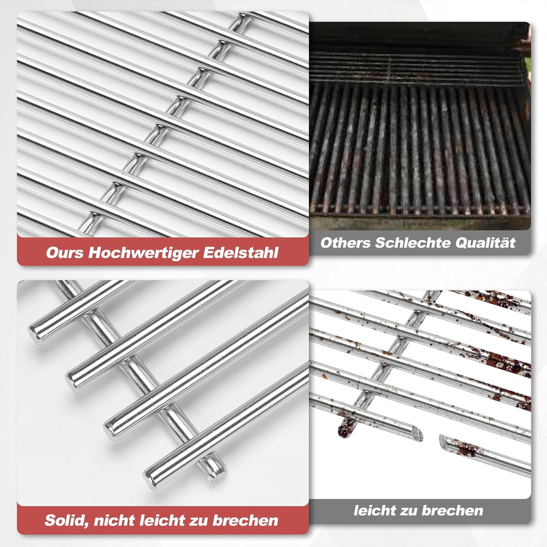7639 Edelstahl Grillrost für Weber Spirit 300 Series, E310 320 S310 S320 (mit Vorderen Bedienknöpfen