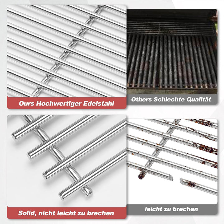 7639 Edelstahl Grillrost für Weber Spirit 300 Series, E310 320 S310 S320 (mit Vorderen Bedienknöpfen