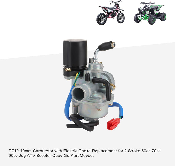 GOOFIT PZ19 Vergaser E-Choke Ersatz für 2 Stroke 50cc 90cc 110cc Jog Adly Eton Beamer Dino Geländefa