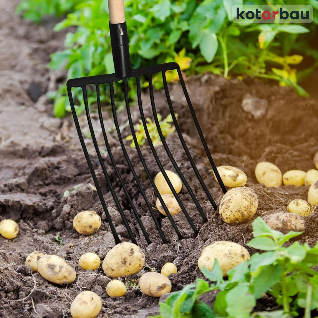KOTARBAU® Forke 9 Zinken Heugabel Mistgabel Mistforke Gartengabel Gartenforke Dunggabel Spatengabel