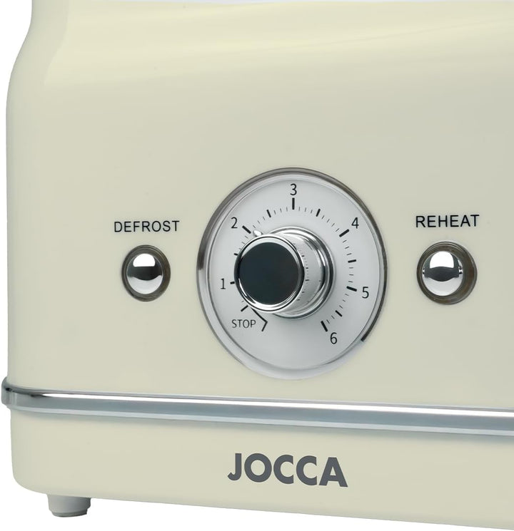 Vintage-Toaster, 2 Scheiben, cremefarben, Aufwärmfunktion, Auftauen, Abbrechen, Zeitsteuerung und Ze