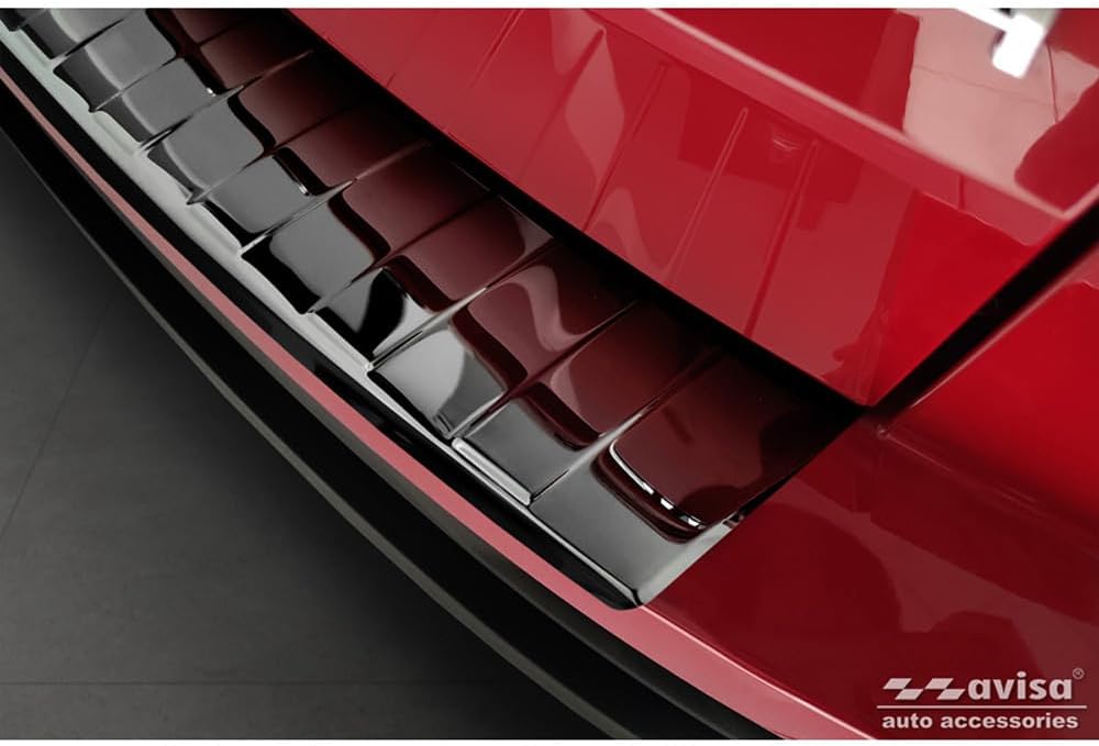 Avisa Spiegelschwarz Edelstahl Heckstossstangenschutz kompatibel mit Skoda Karoq Facelift incl. Spor