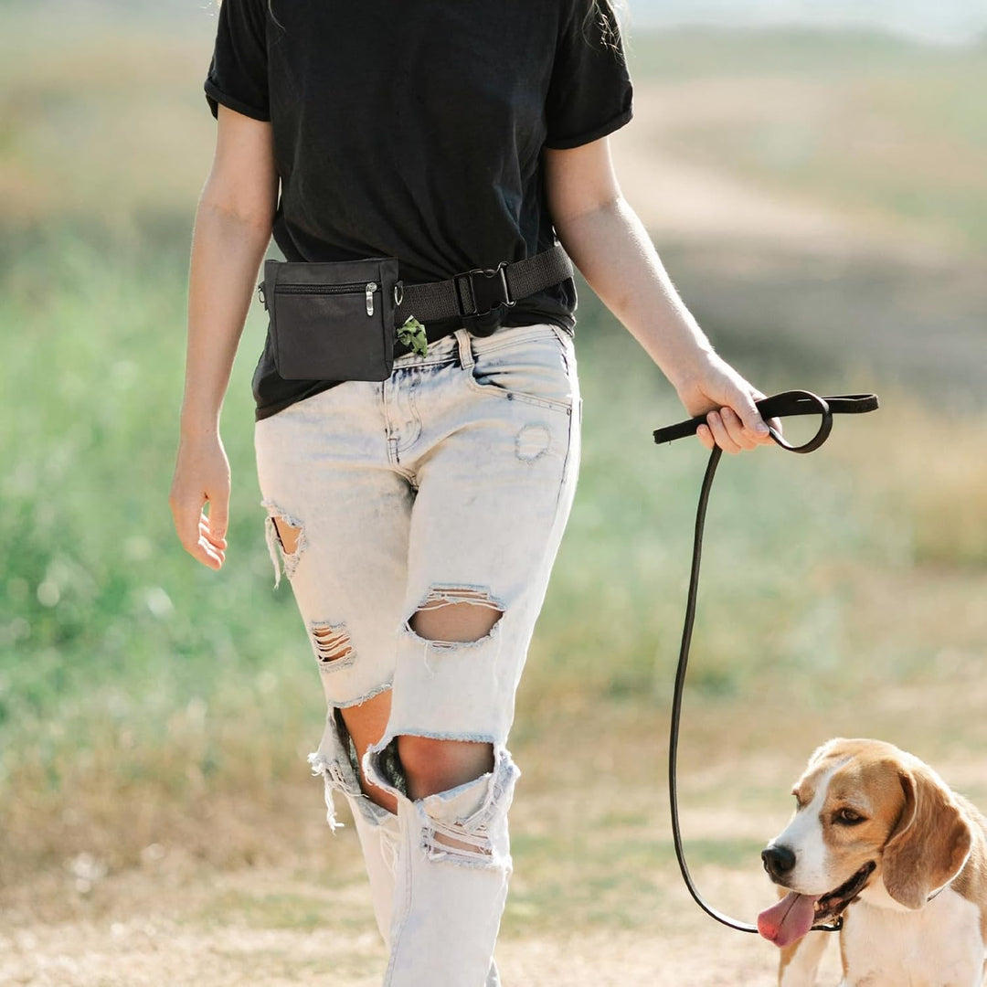 Leckerlitasche für Hunde mit Kotbeutel, Schwarz | Futterbeutel, Bauchtasche für Hunde Zubehör, Appor