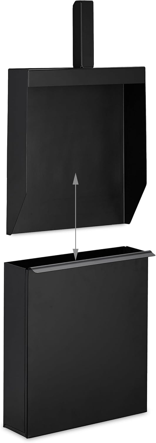 Relaxdays Ascheeimer mit Schaufel, Aschebehälter für Kamin, Grill, Ofen, Aschekasten, Ascheschaufel