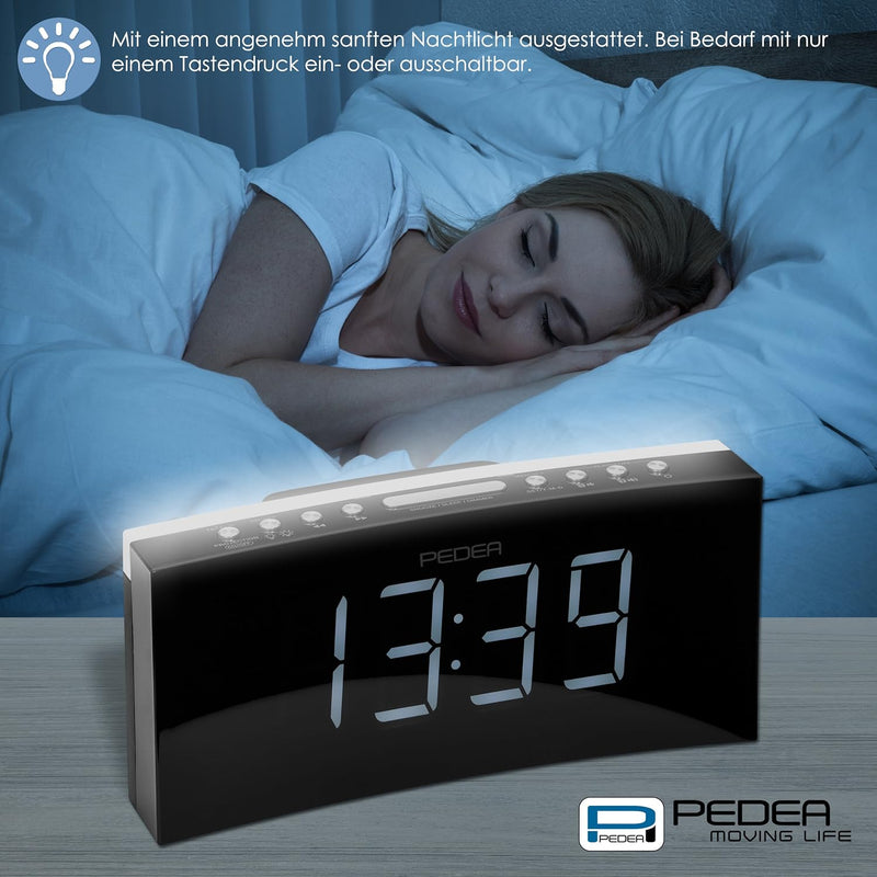 PEDEA Digital Radio-Wecker | Projektionsuhr mit LED-Anzeige und lauter Dual-Alarm Clock für Tiefschl