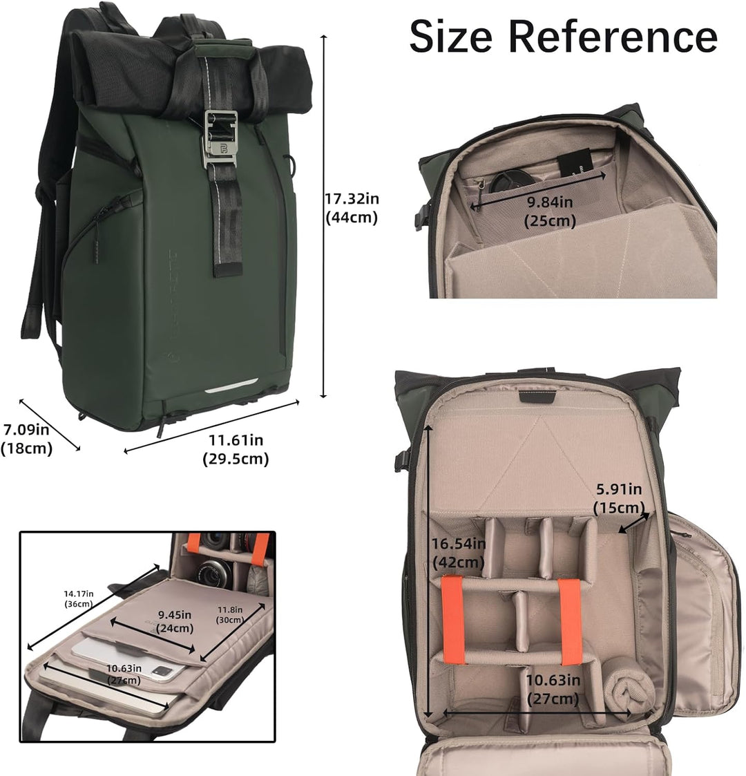 Besnfoto Kamerarucksack Wasserdicht, Fototasche Kameratasche für DSLR SLR spiegellose Kamera mit Lap