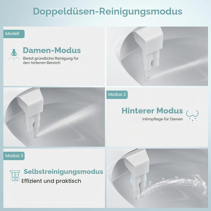 Bidet Aufsatz für Toilette, Nicht Elektrisches Kaltwasser-Bidet mit Einziehbaren Doppel Selbstreinig