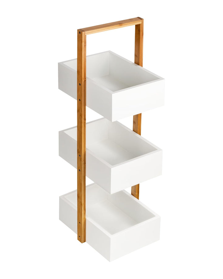 shelfmade Korbregal Bad - Badezimmer Regal weiss - Badregal stehend Regal Küche - Standregal, Holzre