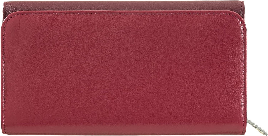 DUDU Damen Portemonnaie aus echtem Leder, RFID-geschützt, Brieftasche mit Reissverschluss, mehrere F