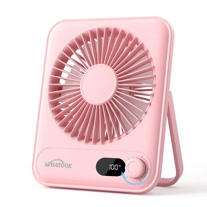 WHATOOK USB-Tischventilator Leise: Stufenlos 1-100 Regler, 5000mAh Akku Wiederaufladbarer Ventilator