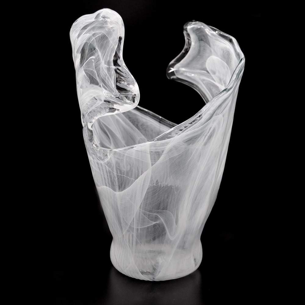 Tammaro Home Murano Glas Vase Weiss Welle Made in Italy