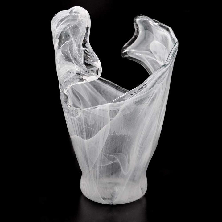 Tammaro Home Murano Glas Vase Weiss Welle Made in Italy