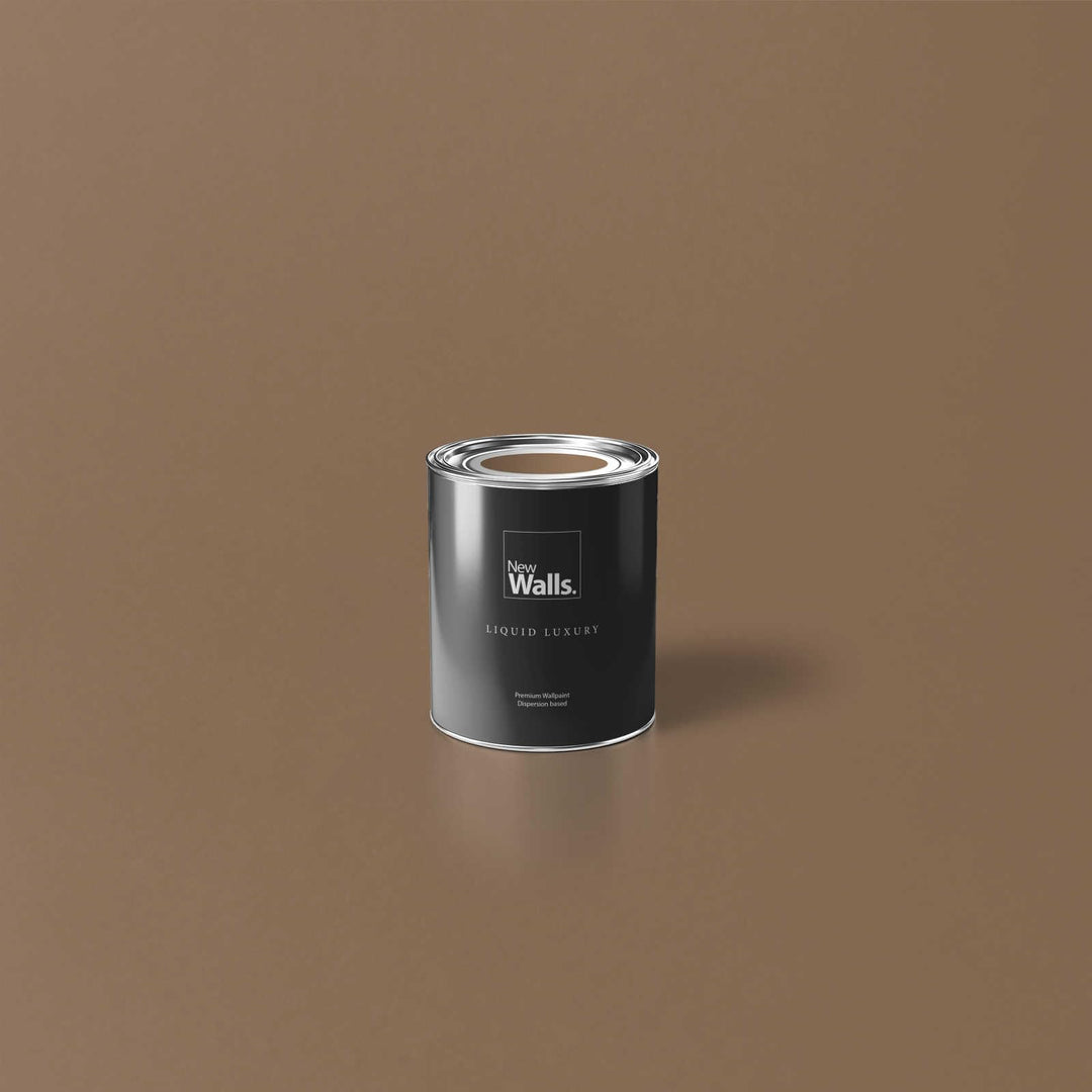 New Walls Premium Wandfarbe Braun, Nussbraun Liquid Luxury Dispersionsfarbe für Innenräume – 1 L 100