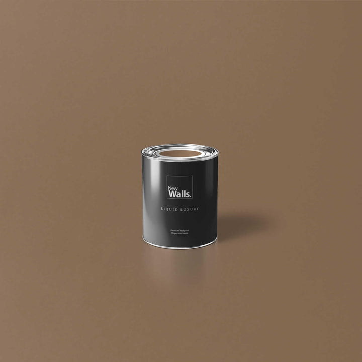 New Walls Premium Wandfarbe Braun, Nussbraun Liquid Luxury Dispersionsfarbe für Innenräume – 1 L 100