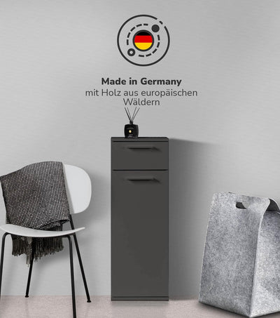 mokebo® Bad-Beistellschrank schmal Anthrazit, Schwarz 'Der Matrose' Badschrank schmal, Badezimmersch
