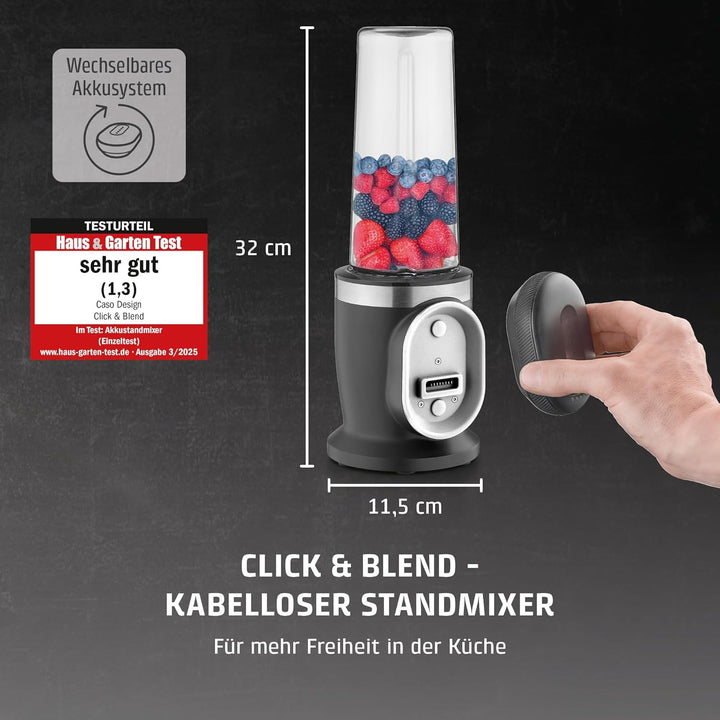 CASO Click & Blend - kabelloser Standmixer, akkubetrieben, 240W, für Smoothies, Shakes und mehr – 14