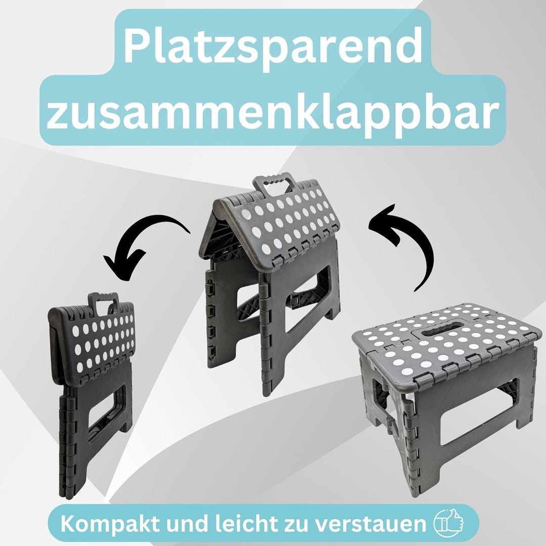 Hocker Tritthocker faltbar für Erwachsene und Kinder bis 150 kg Klapphocker aus Kunststoff rutschfes