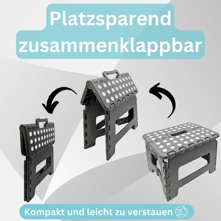 Hocker Tritthocker faltbar für Erwachsene und Kinder bis 150 kg Klapphocker aus Kunststoff rutschfes