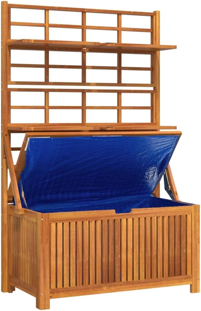 vidaXL Truhe mit Rankgitter Aufbewahrungsbox Auflagenbox Gartenbox Blumenregal Rankhilfe Gartentruhe