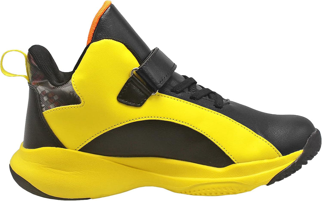 HSNA Basketball-Schuhe für Kinder Sportschuhe mit Klettverschluss Jungen Grösse 30-40 35 EU Schwarz