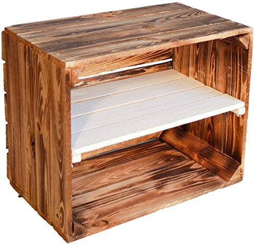 flambierte/geflammte Bücherregal - Schuhregalkiste mit Zwischenbrett/Mittelbrett Einlage ca 50x40x30
