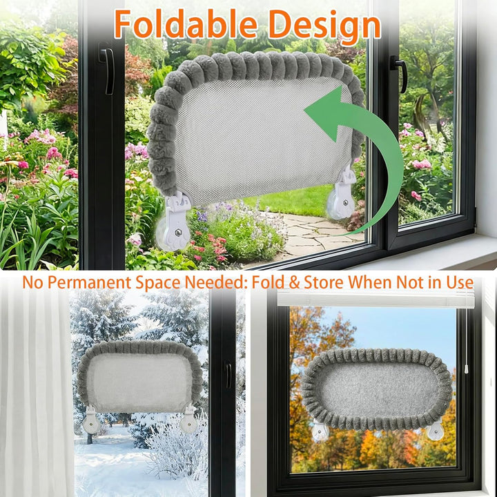 Homegroove Katzen-Fensterliege, 60 x 30 cm Faltbare Katzenhängematte für das Fenster mit 4-seitiger