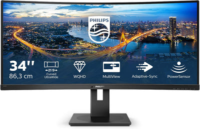 Philips 345B1C - 34 Zoll WQHD Curved Monitor, höhenverstellbar (3440x1440, 100 Hz, HDMI, DisplayPort