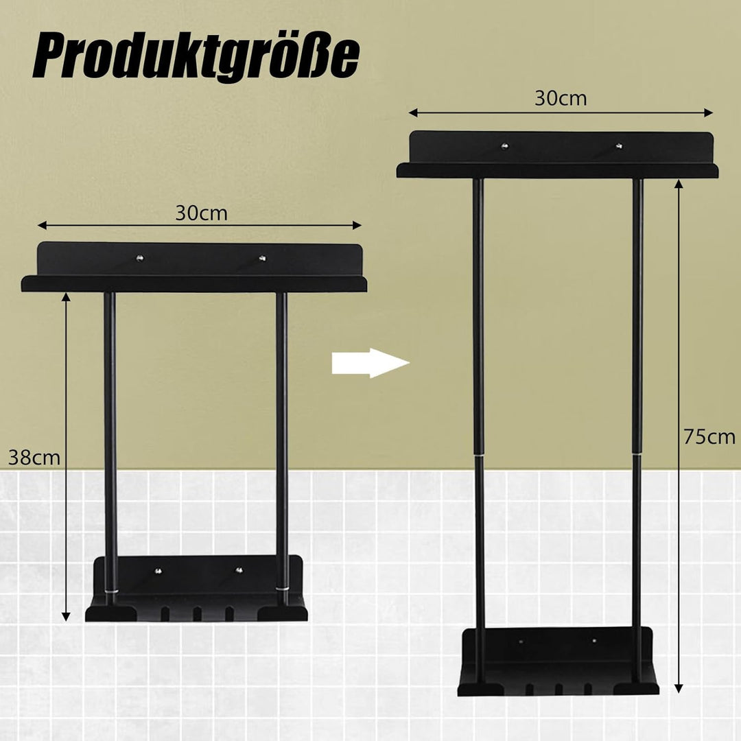 Handtuchhalter Ohne Bohren, Gästehandtuchhalter Ausziehbar Handtuchregal Mit Ablage und Haken, Selbs