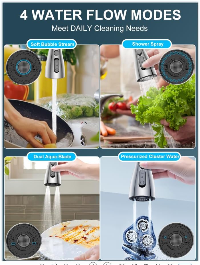 SREWOHS PRO Wasserhahn Spüle Küche mit Brause Armatur Hochdruck Herunterziehen Küchenarmatur Mischba