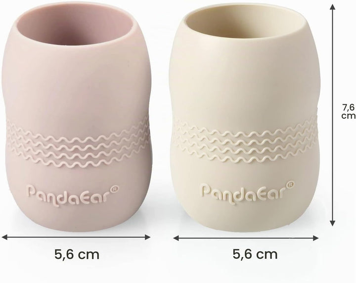 PandaEar Silikon Baby Geschirrset Kindergeschirr| 2 Kinder Teller mit Saugnapf mit 2 Babylöffel 2 Ga