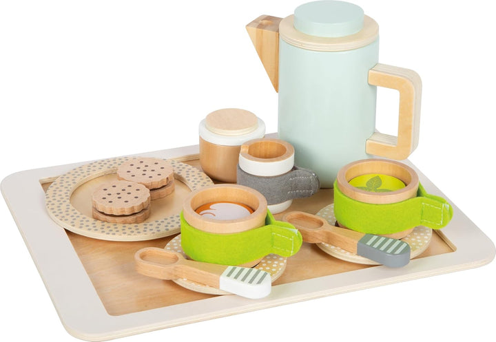 small Foot Kaffee und Tee Set Kinderküche aus Holz, 15-TLG. Küchenspielzeug, Rollenspiel für Kinder