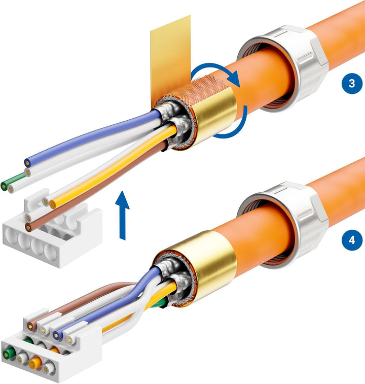 deleyCON 12x CAT 8 Netzwerkstecker 90° Winkel Stecker RJ45 Werkzeuglos Geschirmt 40 Gbit/s Netzwerk