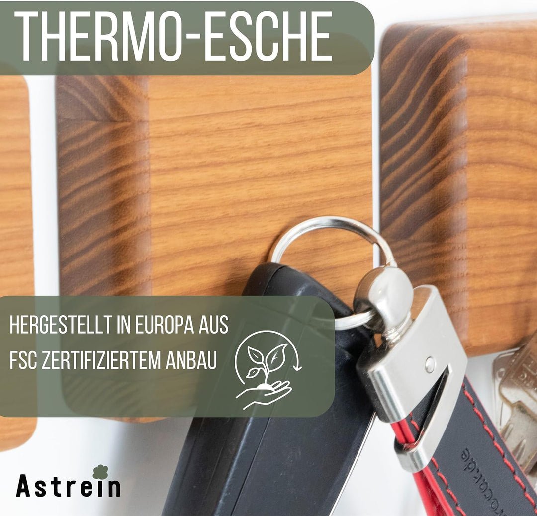 ASTREIN® | Magnetischer Schlüsselhalter | Messerhalter | Wandhalterung aus Holz | Eiche | Umzugsgesc