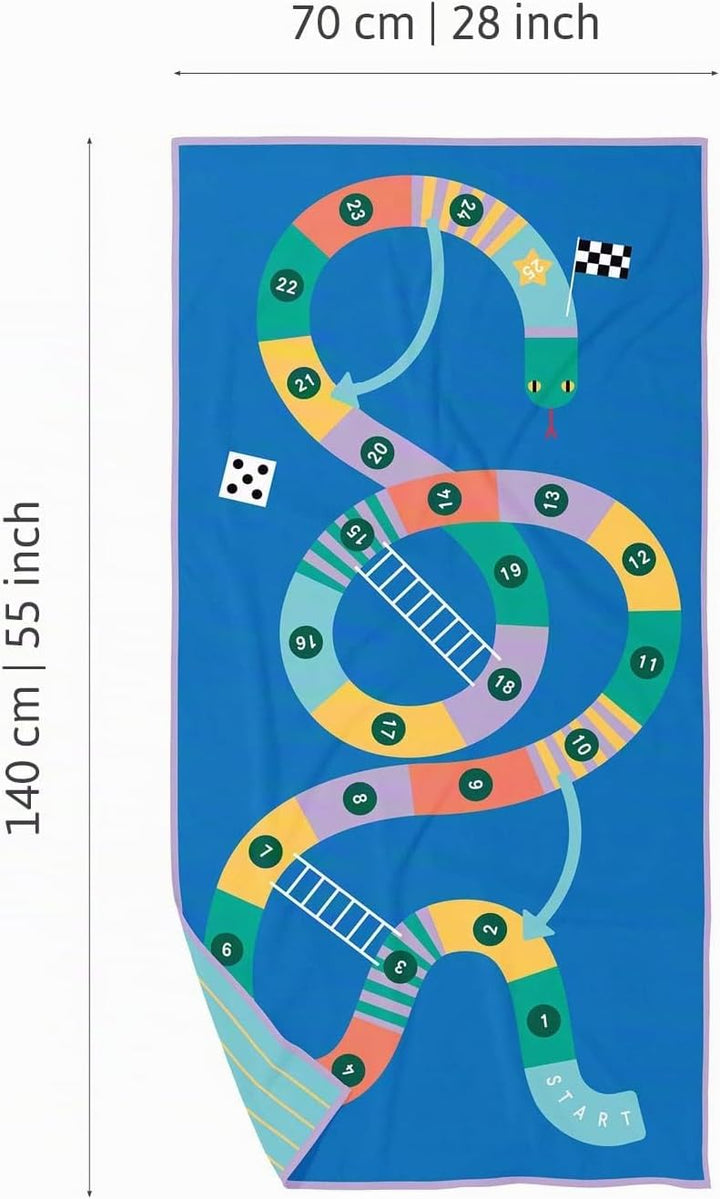 Quut – Strand-/Poolhandtuch für Kinder mit Spiel – Ultraschnell trocknende Mikrofaser, sandfrei – ko