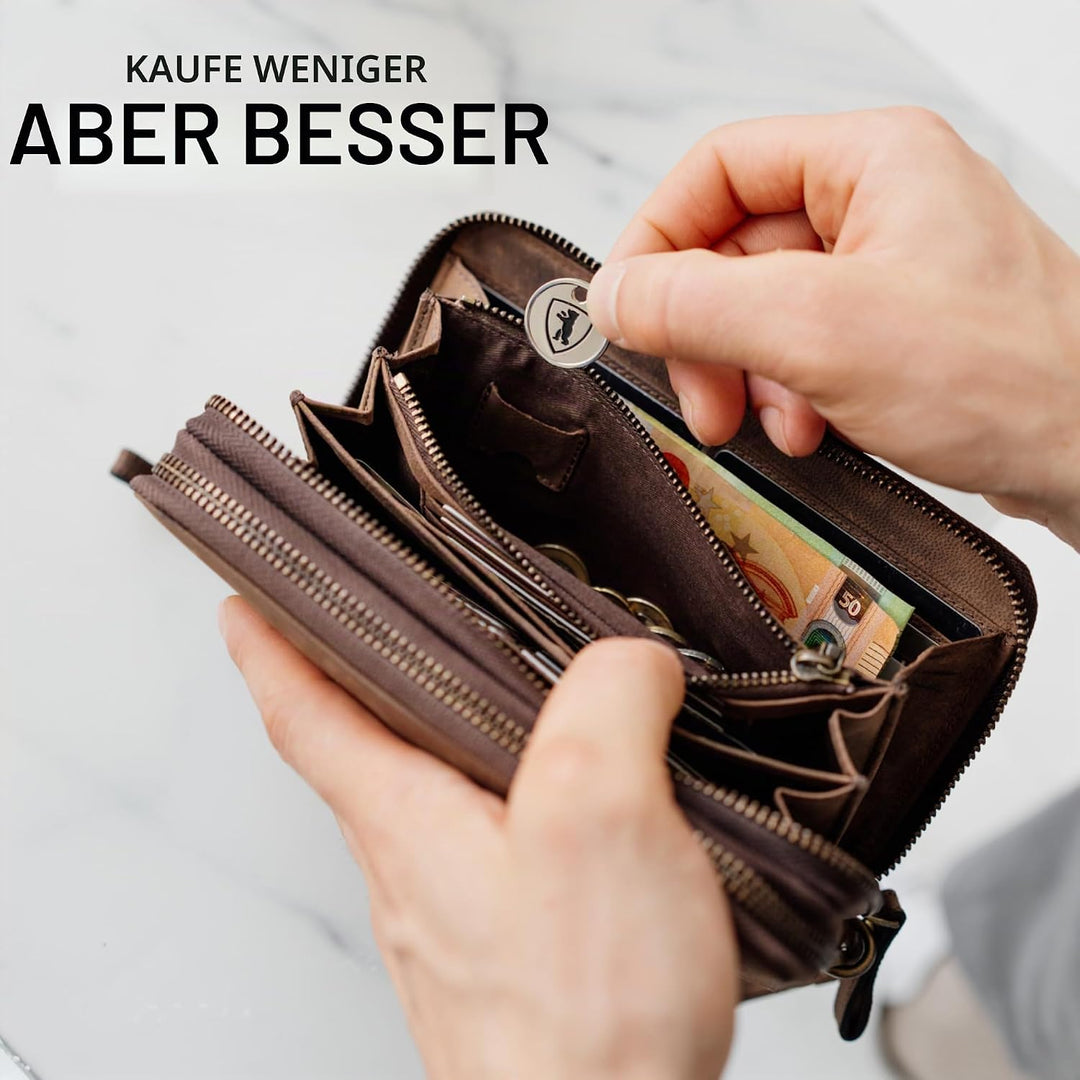 Berliner Bags Vintage Brieftasche Dallas aus Leder mit RFID-Schutz, M Geldbörse für Herren - Braun E