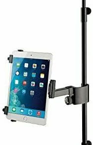 K&M 19796 Tablet-PC-Halter Schwarz - Zubehör für Mikrofon-Stativ e, neigbar- flexibel geeignet für g