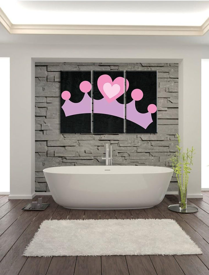 Pixxprint Hübsche Krone als Leinwandbild/Grösse: 3 Teilig (120x80) cm/Wandbild/Kunstdruck/fertig bes