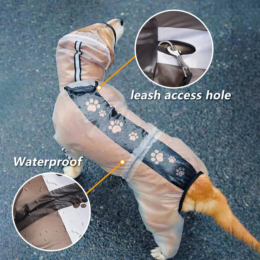 Olsa Hunde Regenjacken mit Kapuze, 4 Beine, Winterjacke für Hunde mit Reflektierenden Streifen, Tran