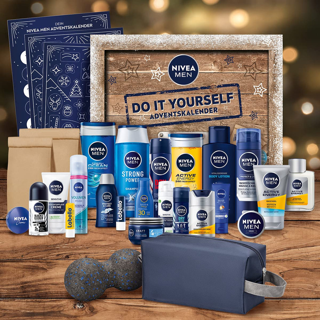 NIVEA MEN Adventskalender 2021 für 24 einzigartige Verwöhnmomente, Weihnachtskalender mit ausgewählt