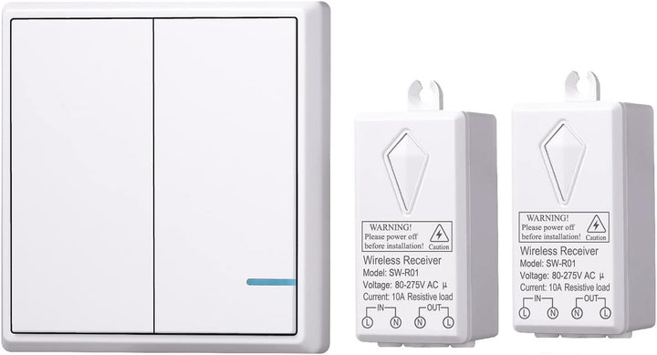 Mengshen Funk Lichtschalter Kit, 1 Schalter + 1 Empfänger, Keine Verkabelung Erforderlich Schalter m