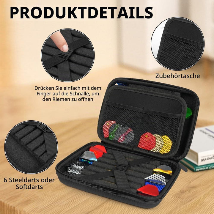 flintronic Dart Taschen Organiser, Doppelseitige Dartbox, Harte Eva Dartpfeiletui, für 12 Stahlspitz