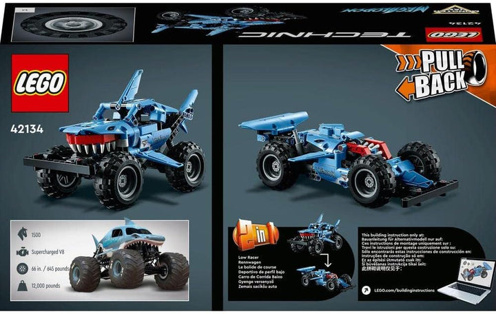 LEGO 42134 Technic Monster Jam Megalodon Modellbausatz, 2in1 Monster Truck im Hai-Design, Spielzeug-