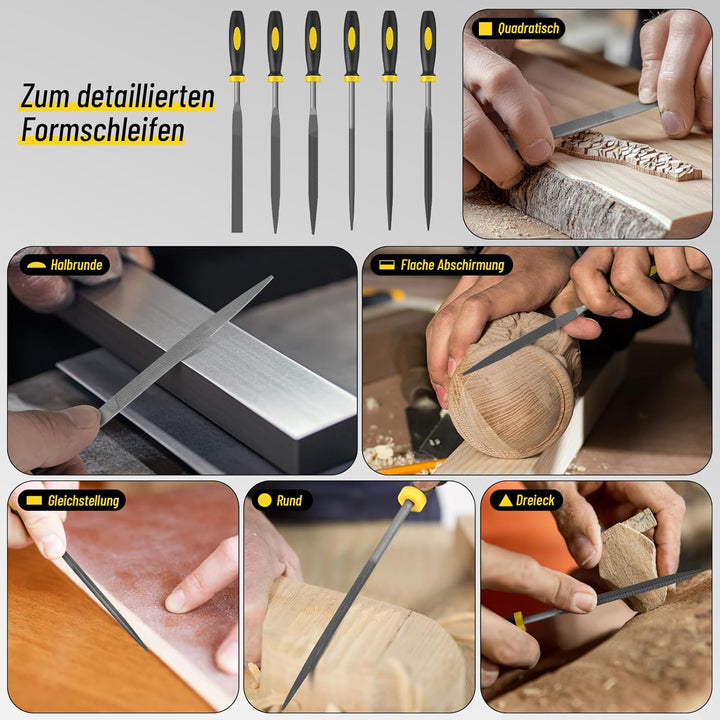 FZENeast Feilen Set, 9tlg Hochwertiges Profi Kohlenstoffstahl Feilen Satz mit Aufbewahrungstasche, F