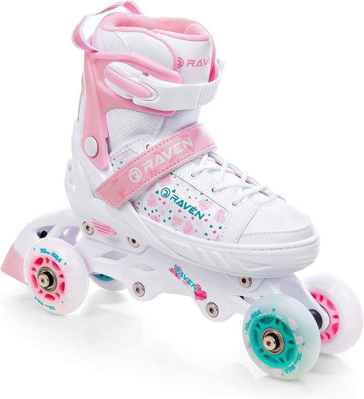 RAVEN 4in1 Inline Skates Triskates Rollschuhe Schlittschuhe Inliner LED Räder für Kinder Mädchen ver