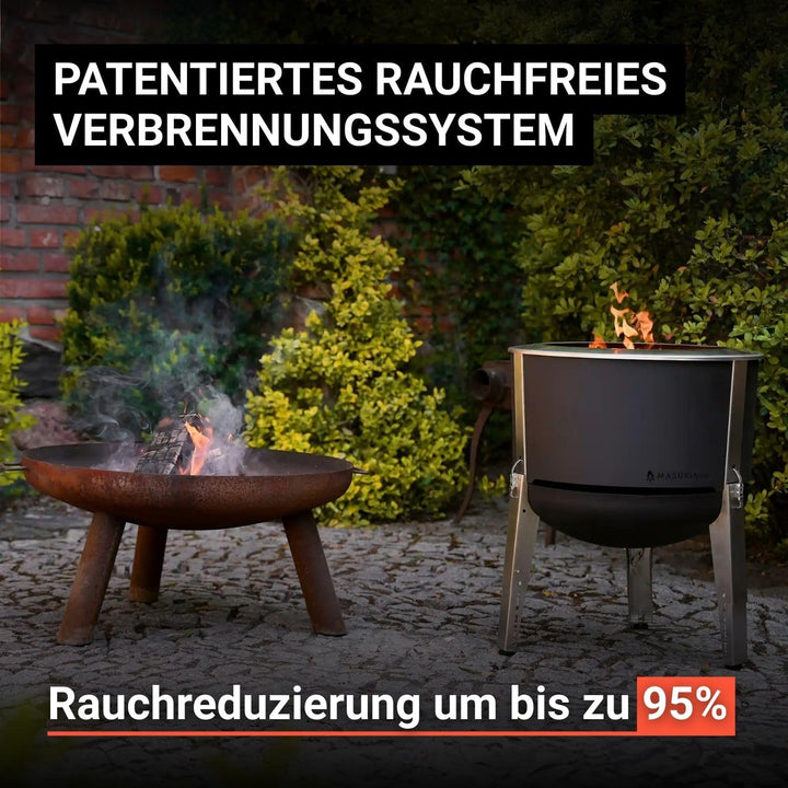 Masuria Rauchfreie Feuerschale 60cm⌀ Alpha 600 - Patentierte Rauchreduzierung bis zu 95% - Hergestel