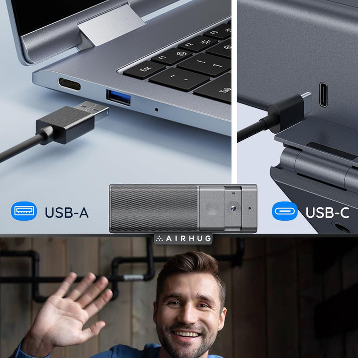 AIRHUG 3 in 1 1080P Webcam mit Mikrofon & Lautsprecher, USB Kamera für Videokonferenzen/Online-Klass